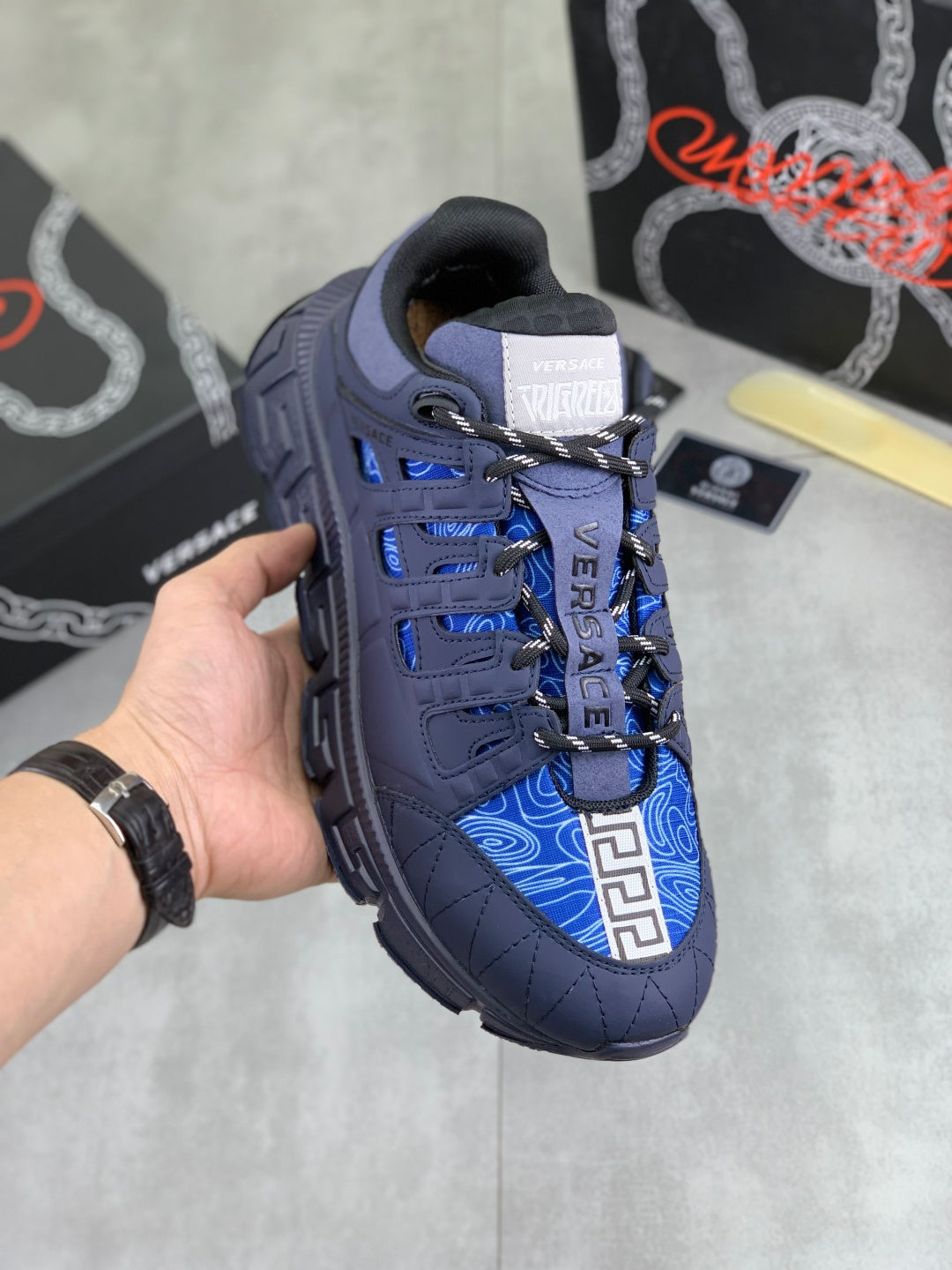 Scarpe Versace Grigie e Blu